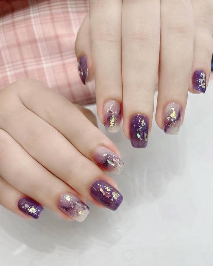 ảnh nail ombre tím