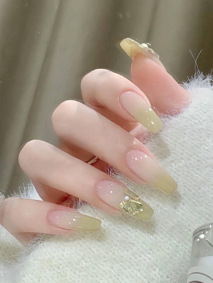 ảnh nail ombre xanh lá
