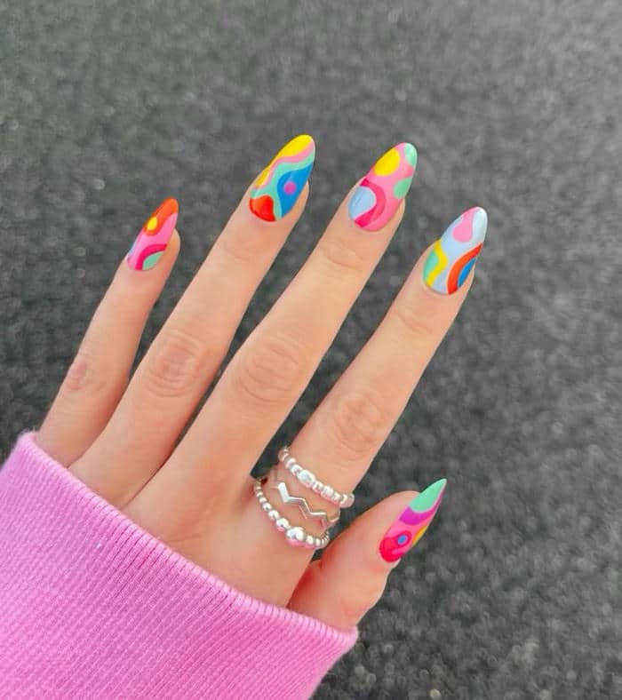 ảnh nail phối nhiều màu