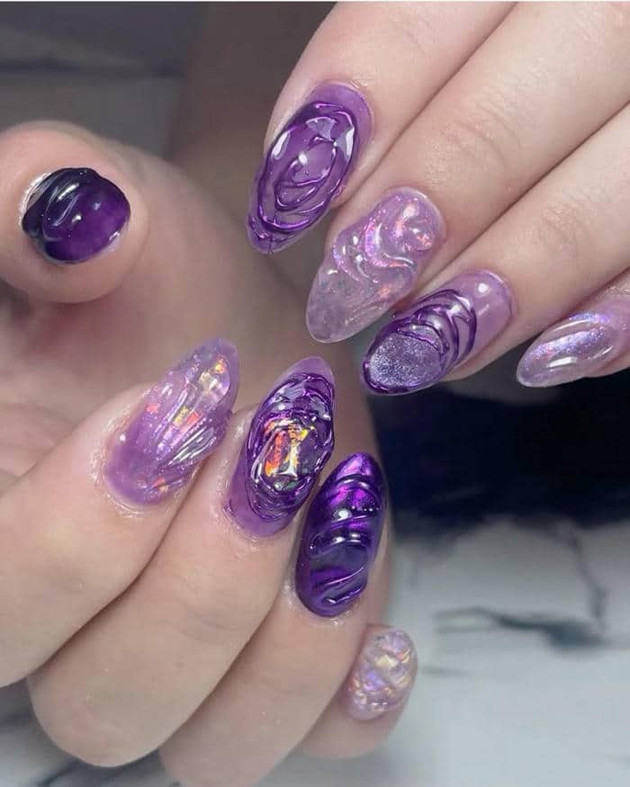 ảnh nail thạch tím