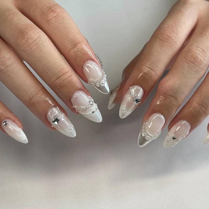 ảnh nail tráng gương ngọc trai