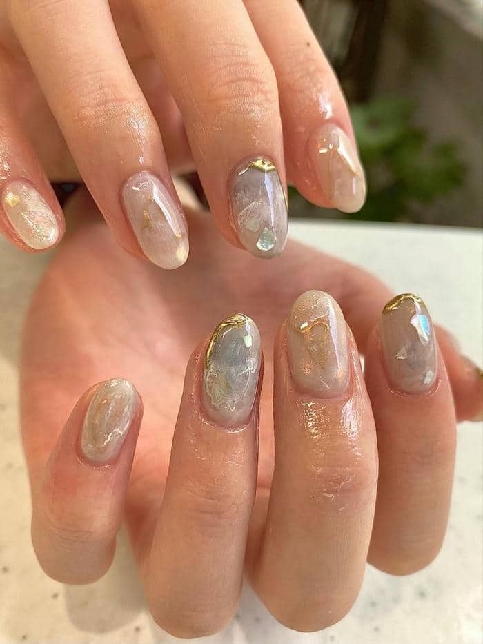 ảnh nail vân đá đơn giản