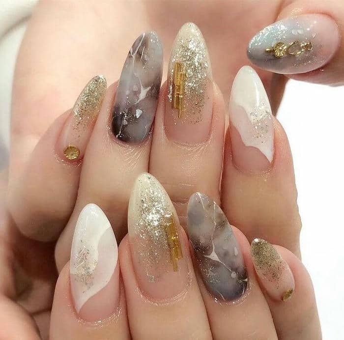 ảnh nail vân đá xà cừ