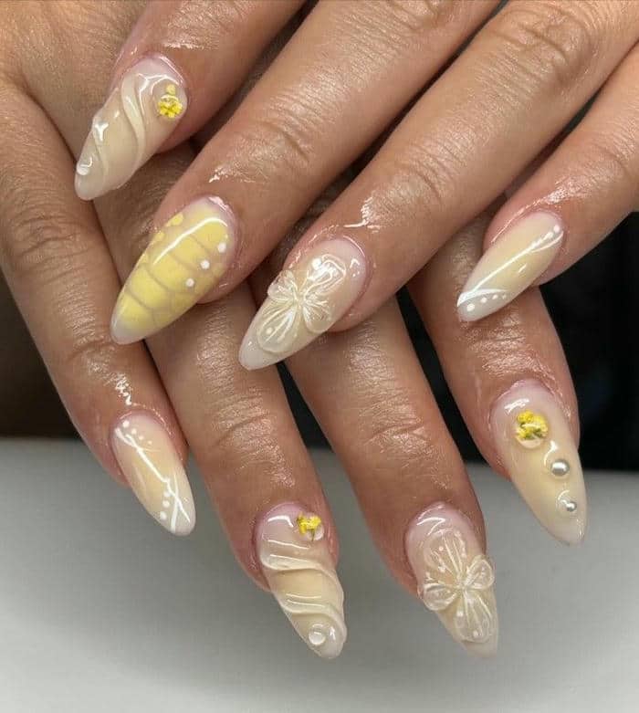 ảnh nail vàng pastel