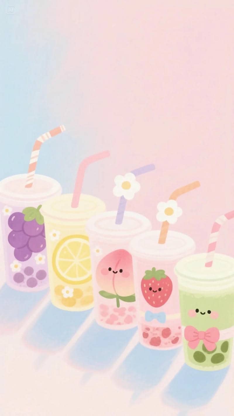 chibi hình nền trà sữa cute