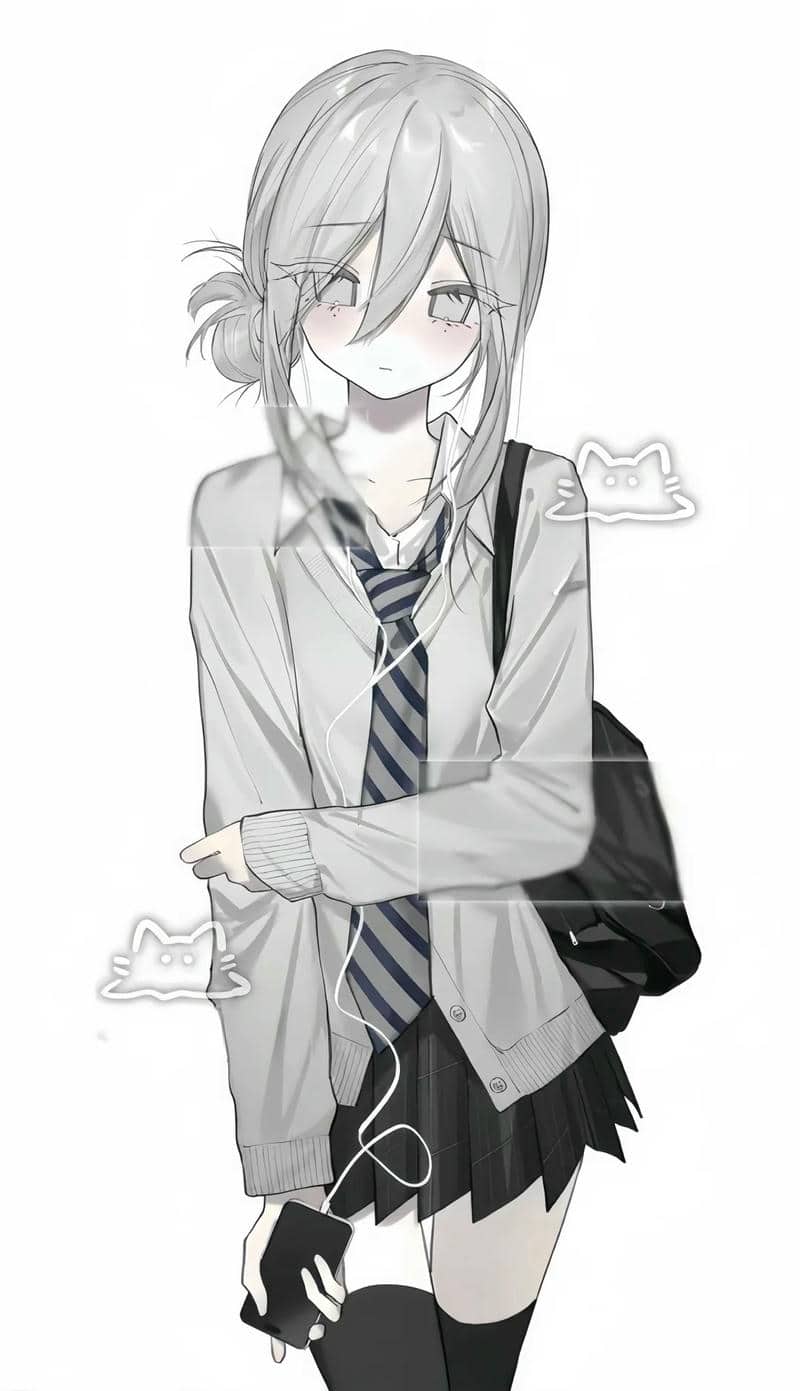 hình nền anime đen trắng