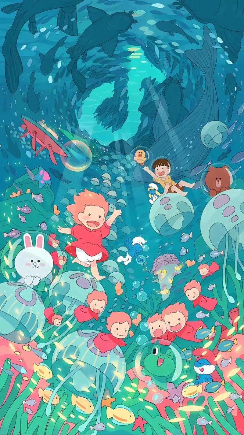 hình nền cô bé người cá ponyo