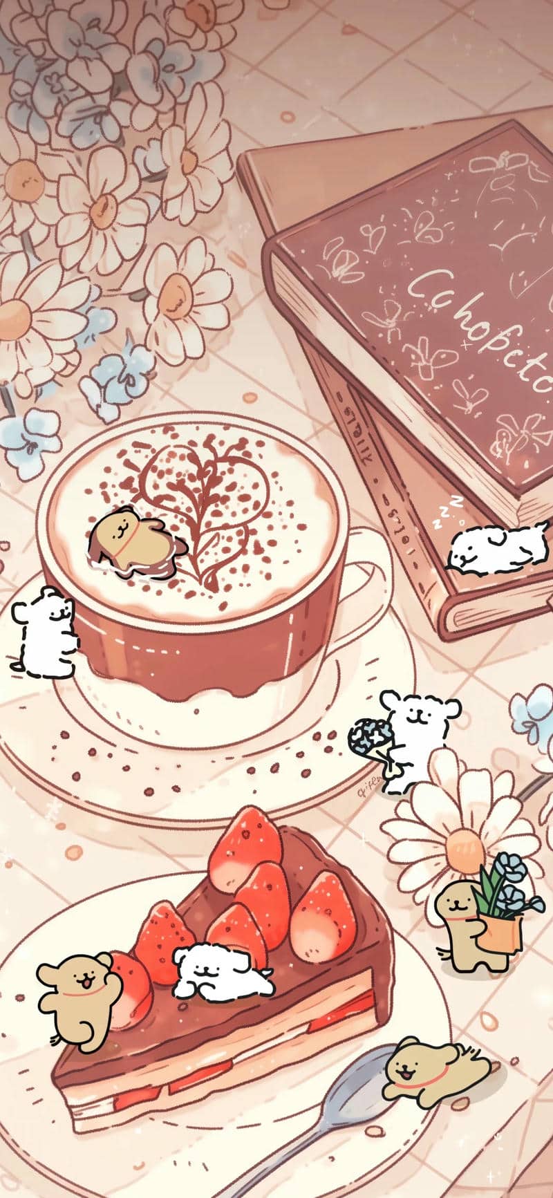 hình nền cute trà sữa