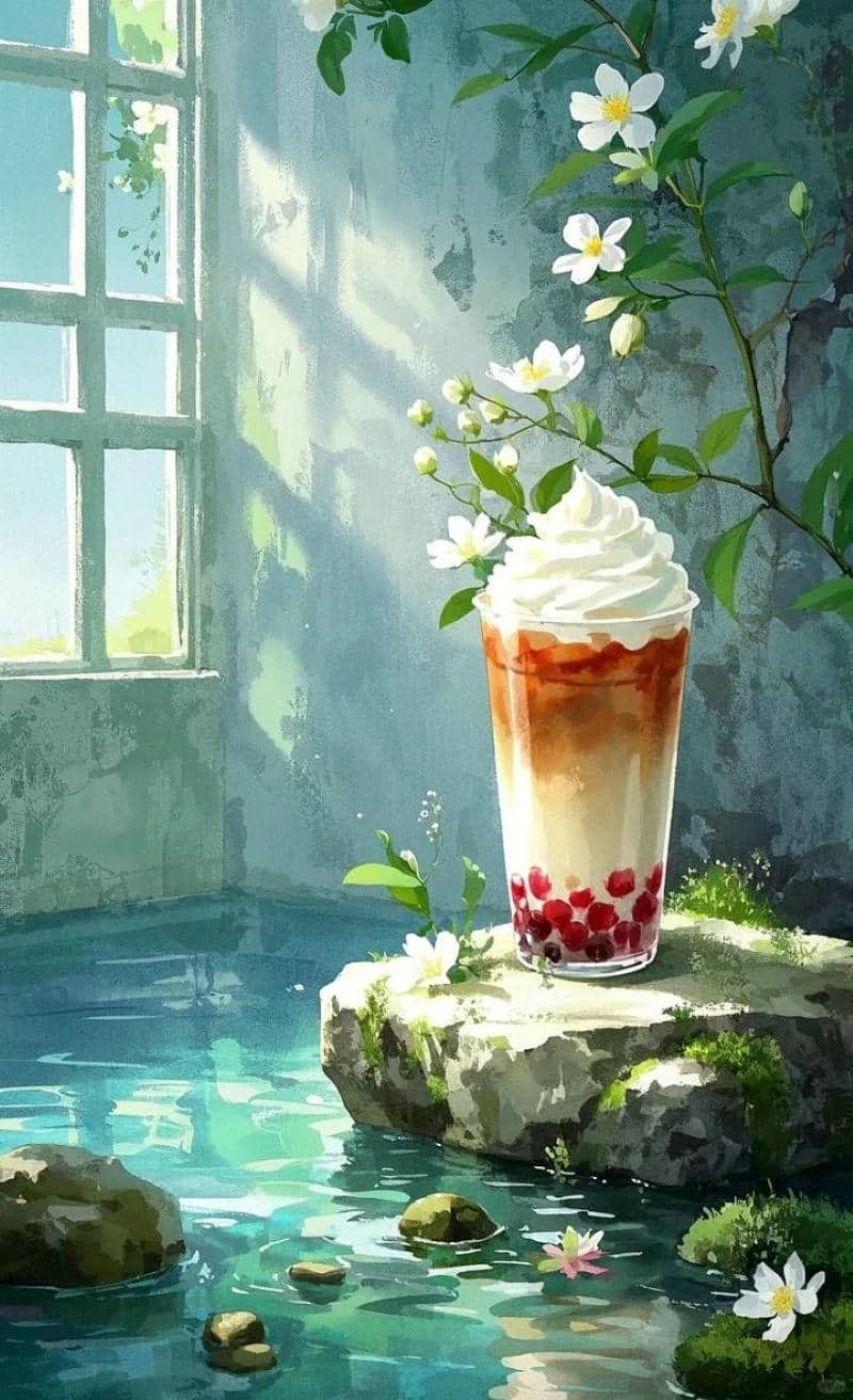 hình nền trà sữa cute
