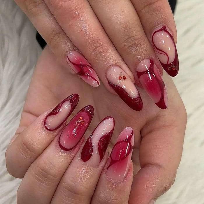 mẫu mẫu nail màu đỏ cherry