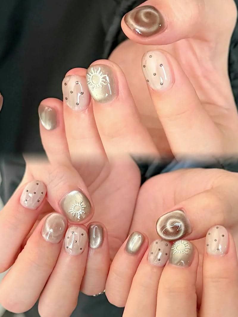 mẫu mẫu nail tráng gương hàn quốc