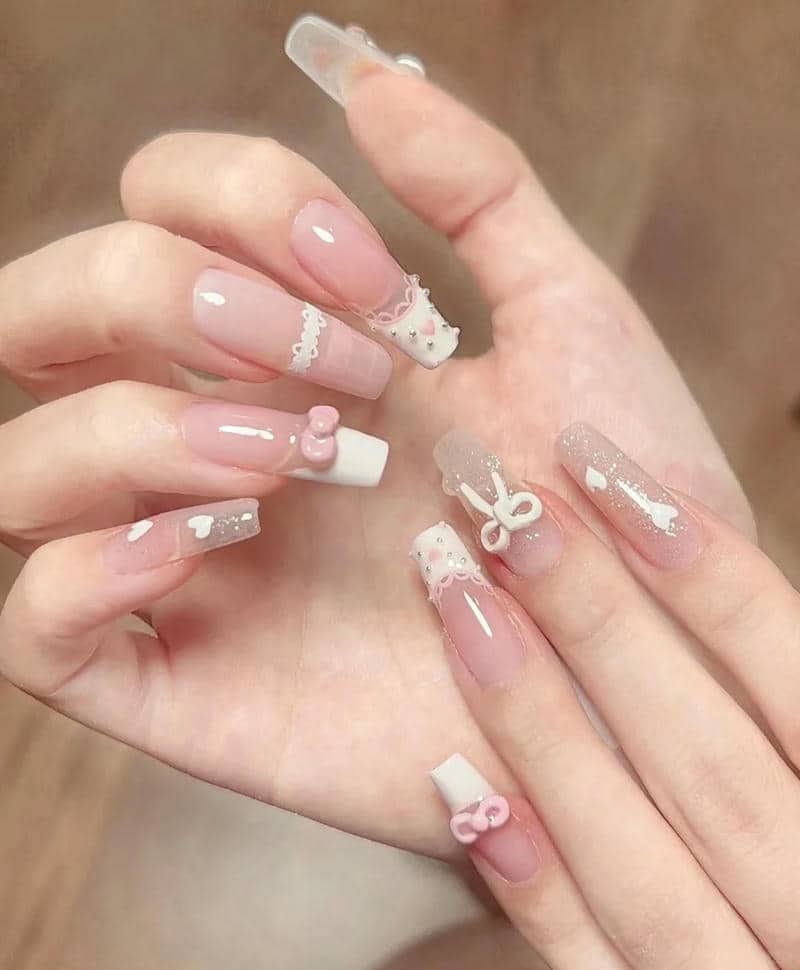 mẫu nail bánh bèo nhẹ nhàng