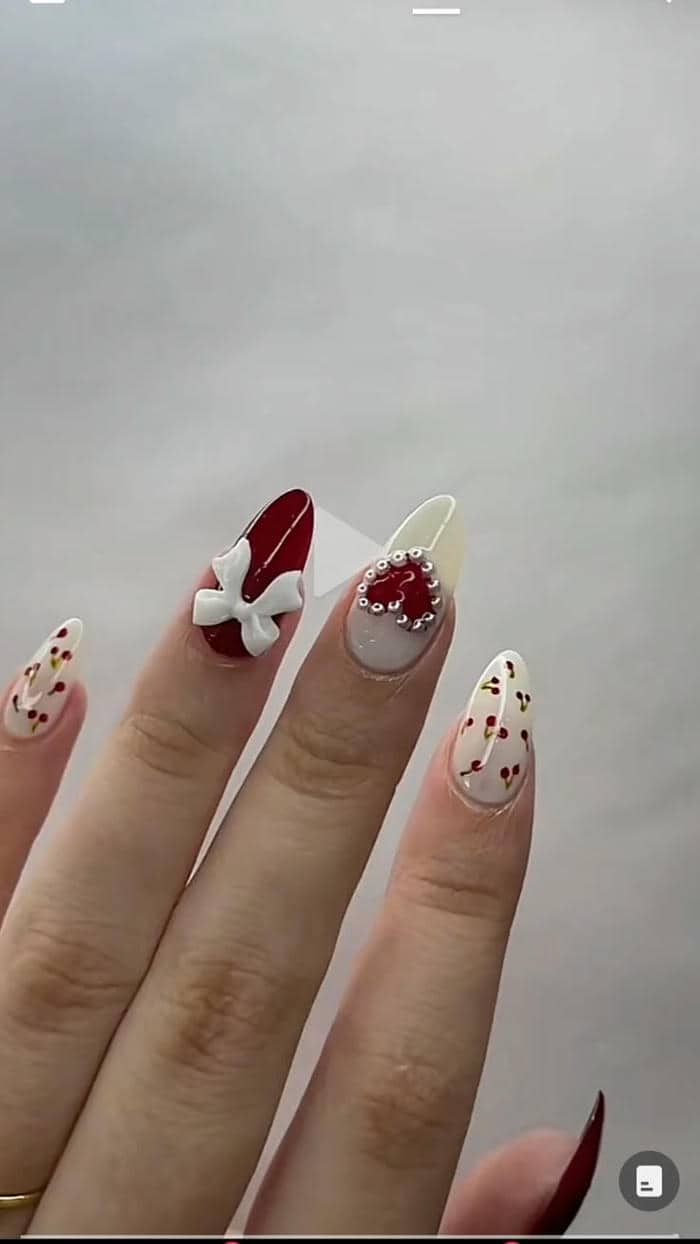 mẫu nail charm nơ