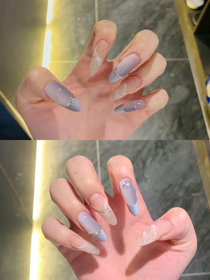 mẫu nail cô dâu móng nhọn