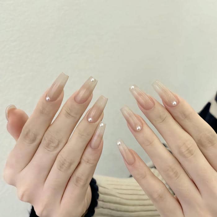mẫu nail cô dâu móng vuông