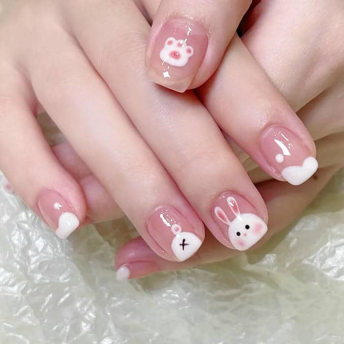 mẫu nail con thỏ cute