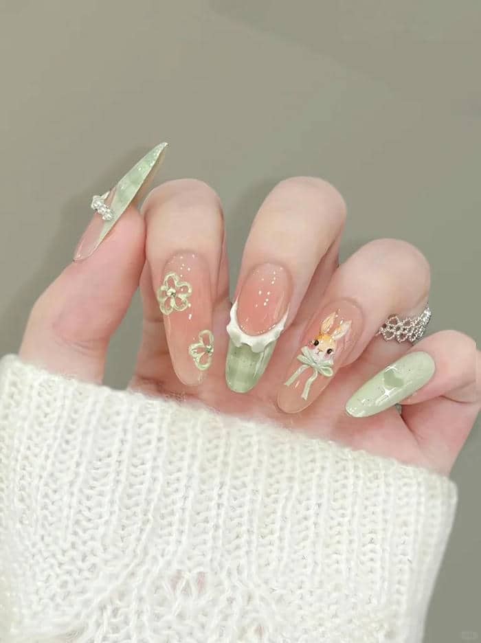 mẫu nail con thỏ đẹp