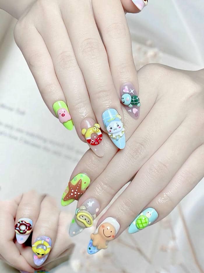 mẫu nail cute đi biển
