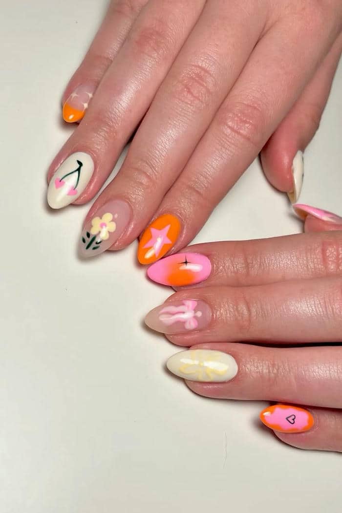 mẫu nail đắp bột đáng yêu