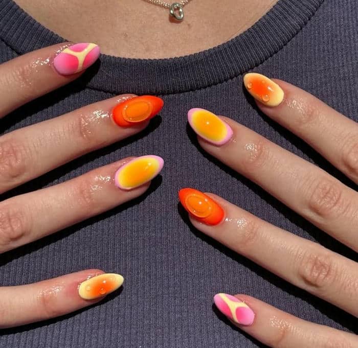 mẫu nail đắp bột ombre