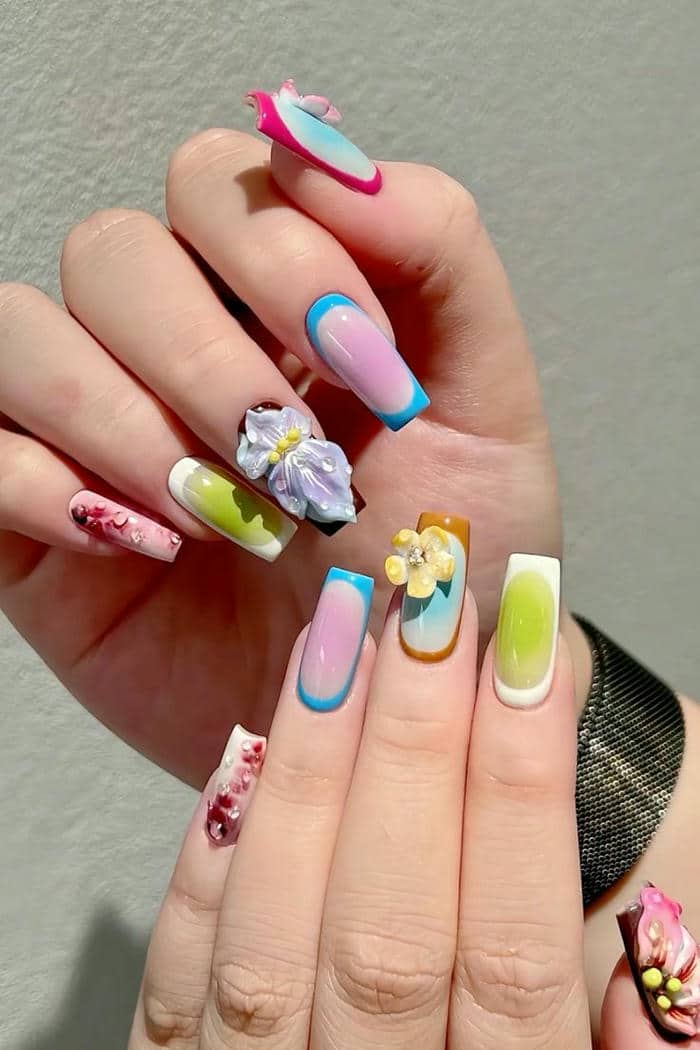 mẫu nail đắp hoa bột đẹp