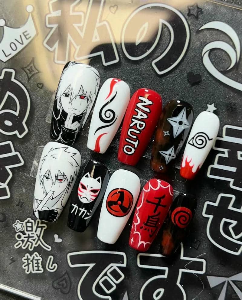 mẫu nail đẹp vẽ anime