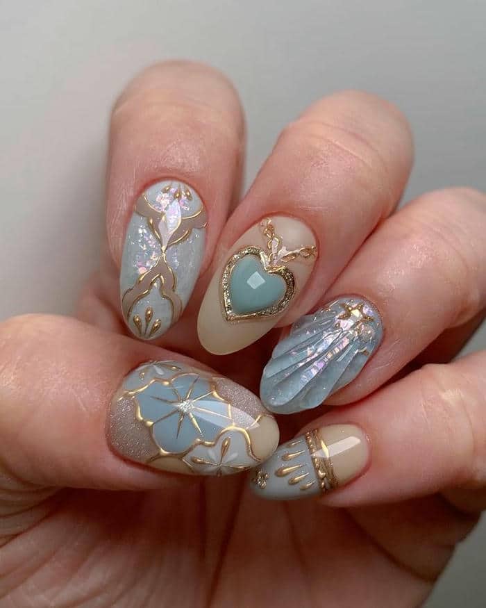 mẫu nail đi biển đơn giản