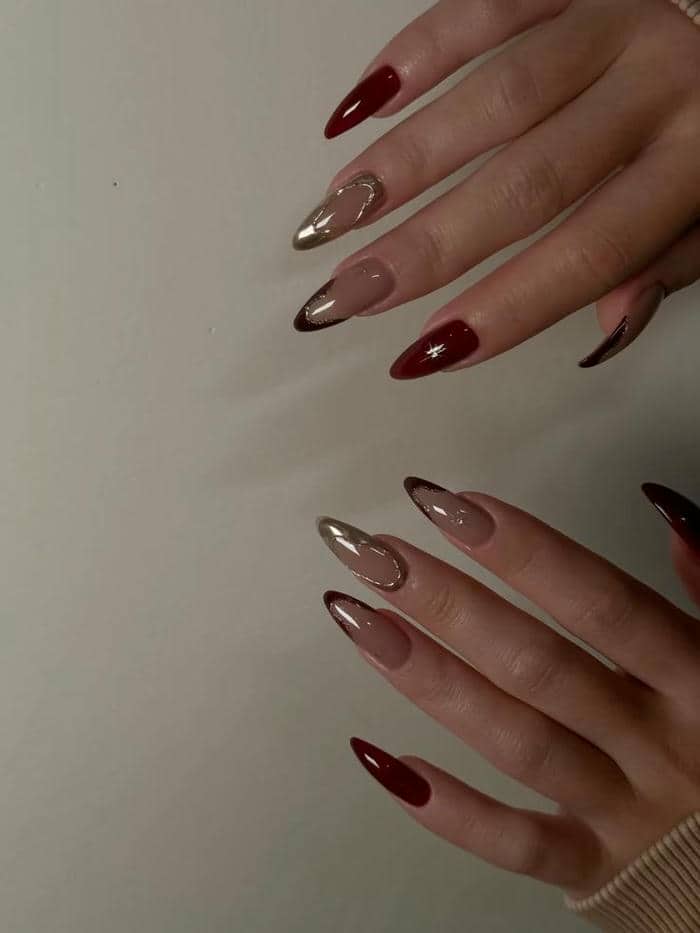 mẫu nail đỏ rượu vang