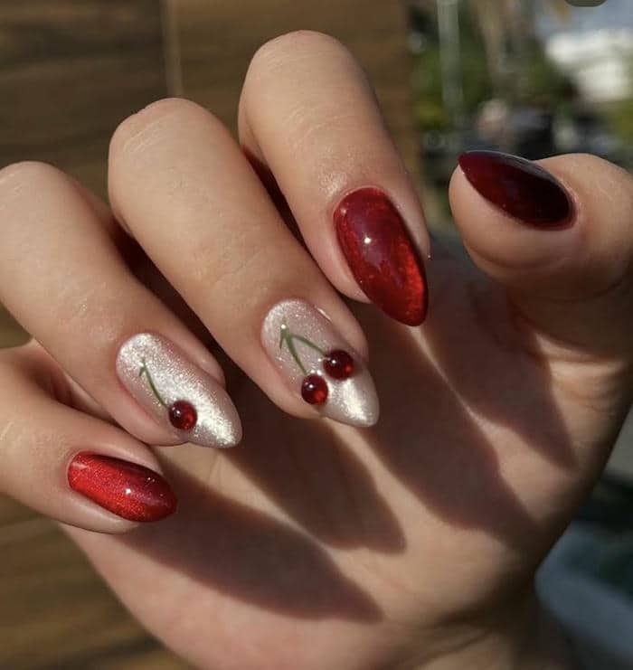 mẫu nail đỏ sang chảnh