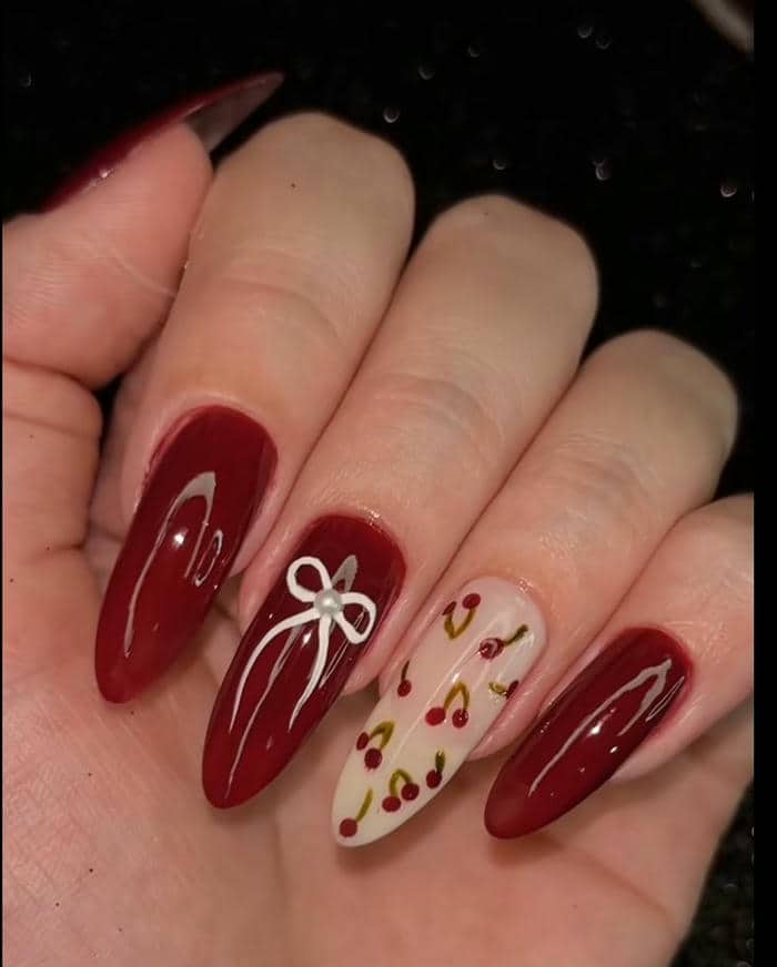 mẫu nail đỏ tết