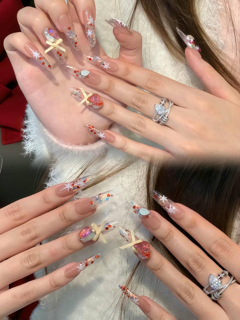 mẫu nail giáng sinh sang chảnh