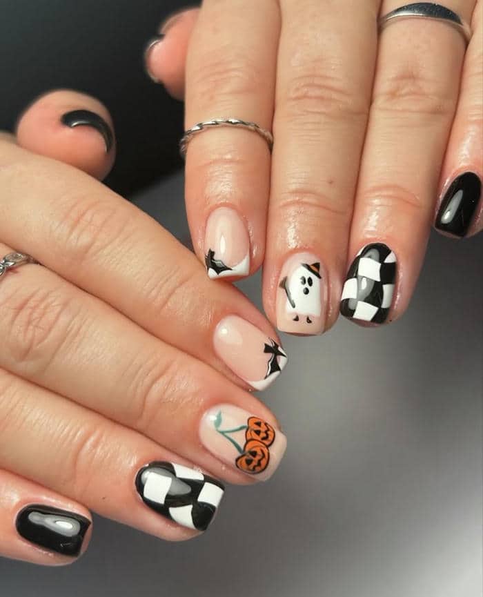mẫu nail halloween cho móng ngắn