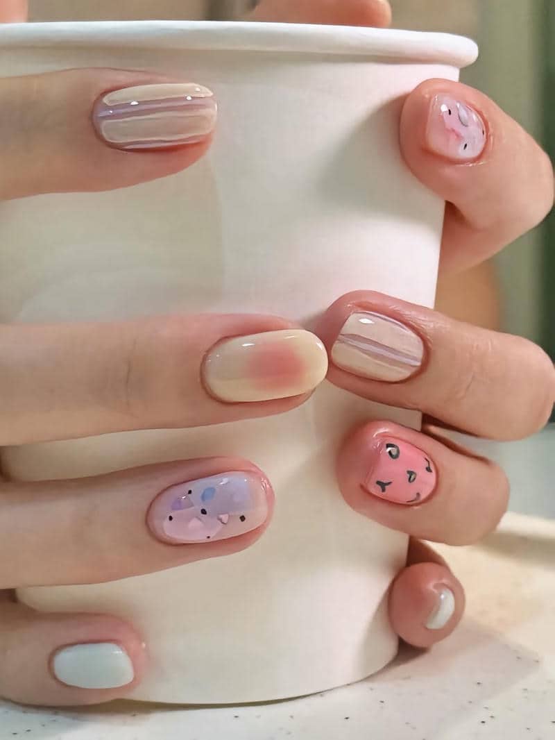 mẫu nail hàn quốc cho móng ngắn