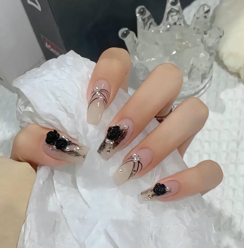 mẫu nail hàn quốc kẻ