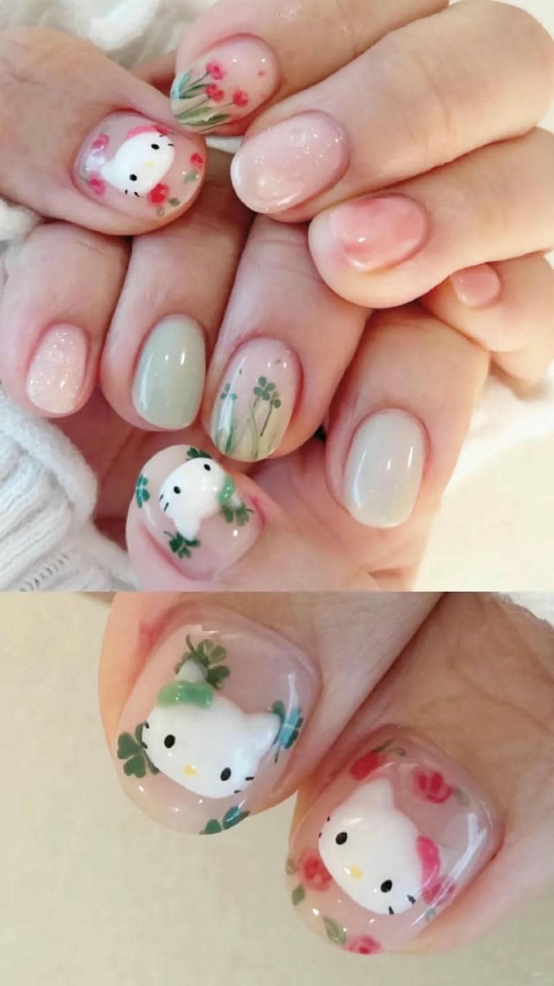 mẫu nail hello kitty đáng yêu