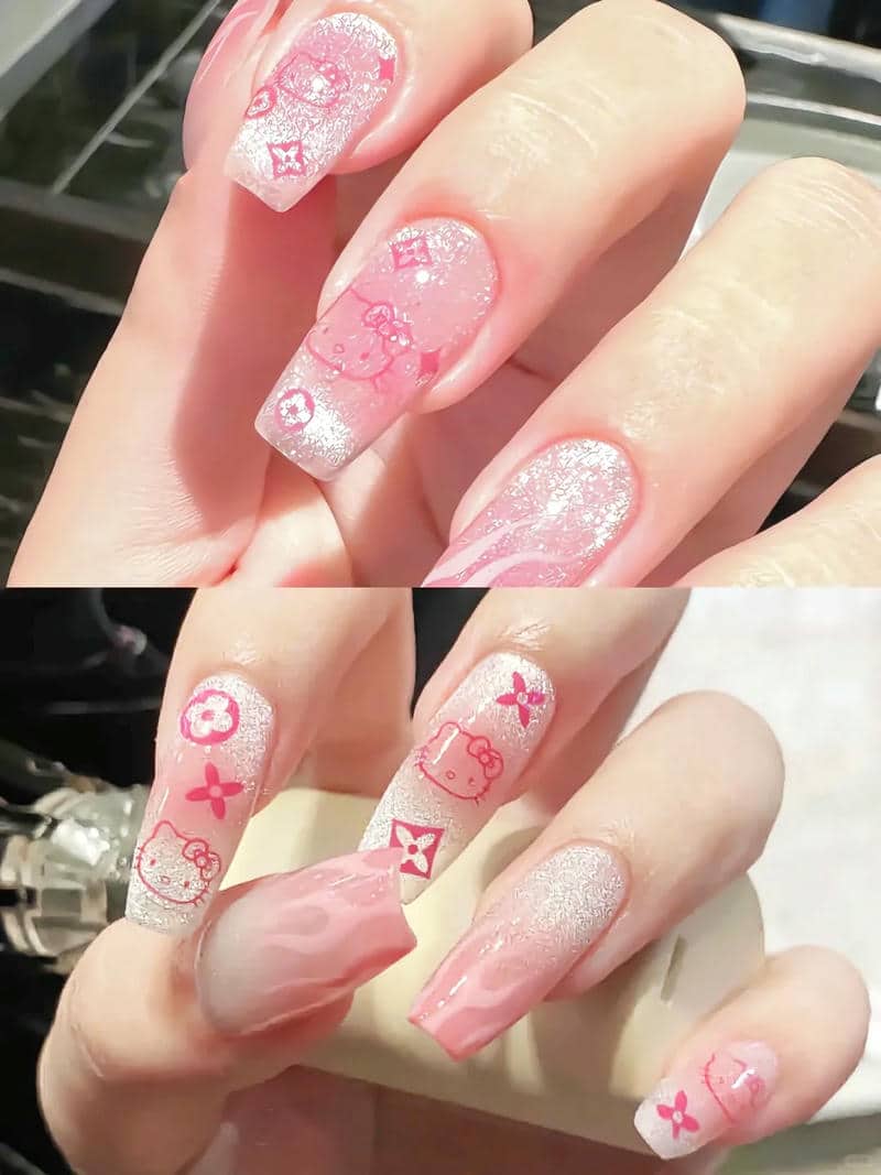 mẫu nail hello kitty đẹp