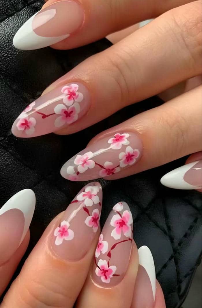 mẫu nail hoa anh đào