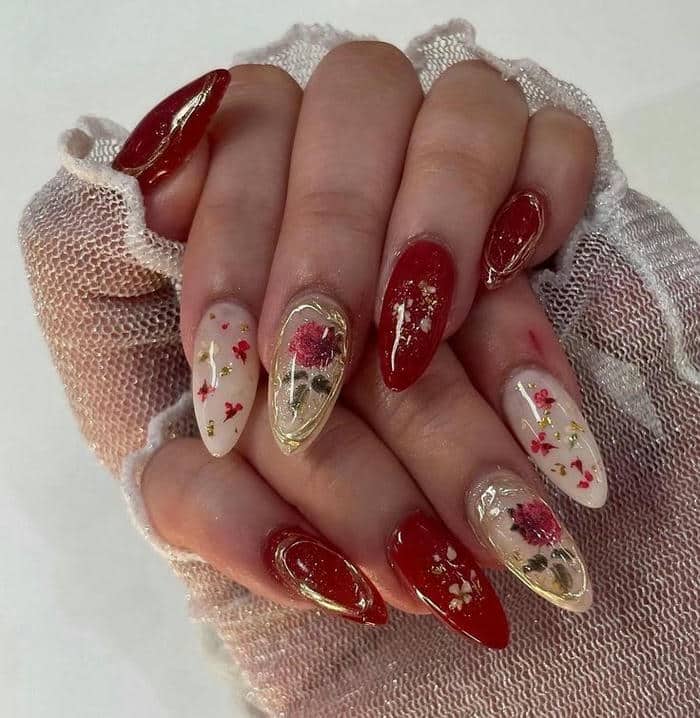 mẫu nail hoa hồng