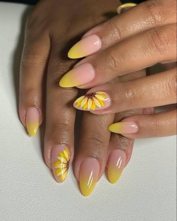mẫu nail hoa hướng dương