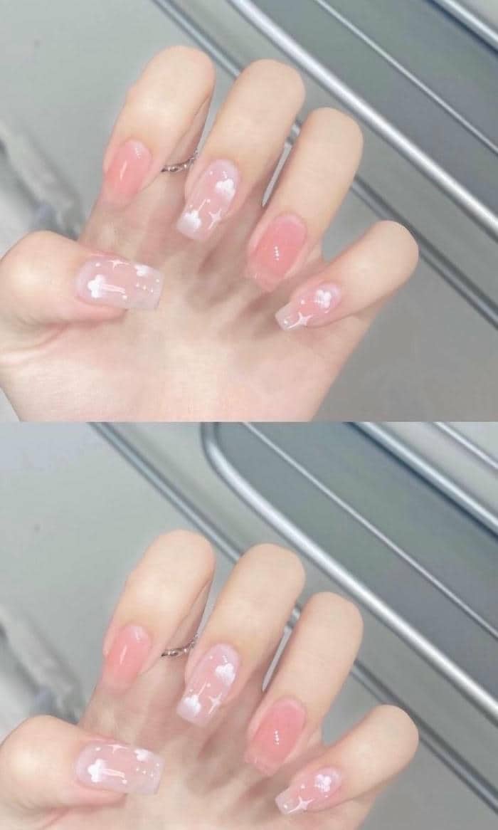 mẫu nail hồng đơn giản
