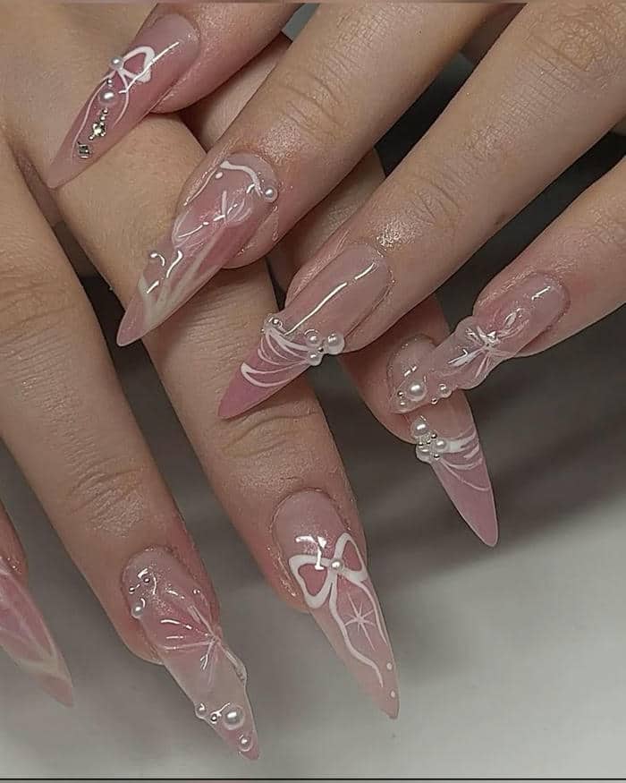 mẫu nail hồng nhạt