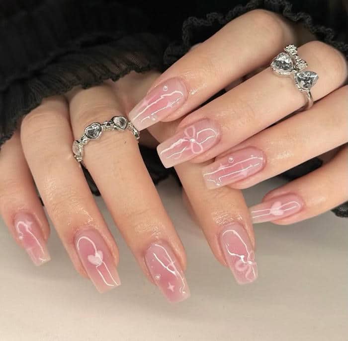 mẫu nail hồng nhẹ nhàng