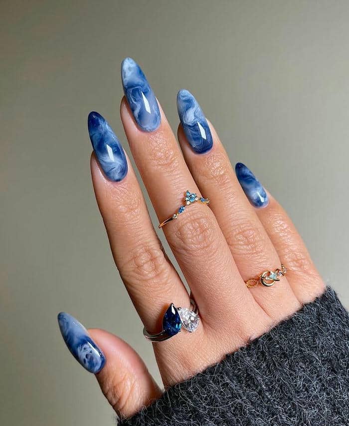 mẫu nail loang xanh