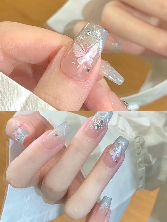 mẫu nail mắt mèo ombre