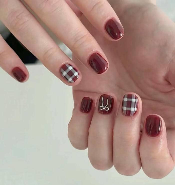 mẫu nail màu đỏ vẽ