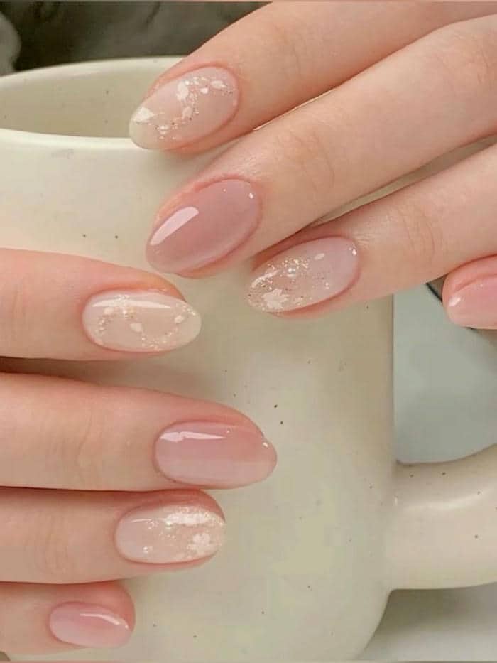 mẫu nail màu hồng pastel
