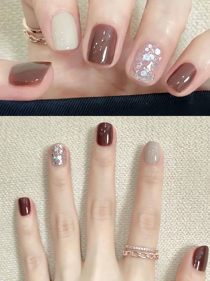 mẫu nail màu nâu nhạt
