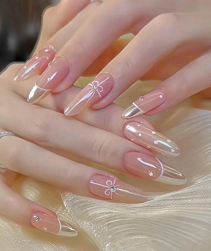 mẫu nail màu ngọc trai