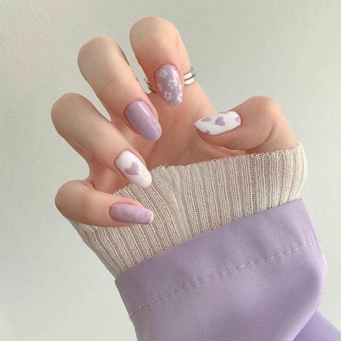 mẫu nail màu tím sữa