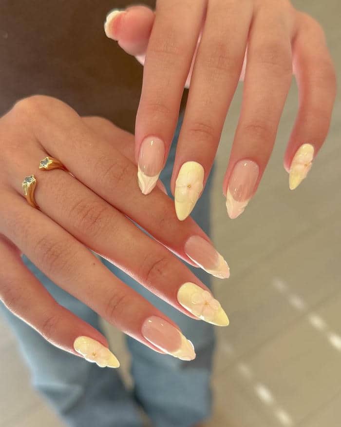 mẫu nail màu vàng